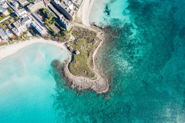 Aerial view of salento beach of porto cesareo and torre lapillo